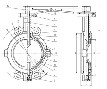 PTFE Seat Wafer Butterfly Valve