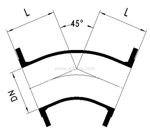 ISO2531 45° Double Flanged Bend dimension
