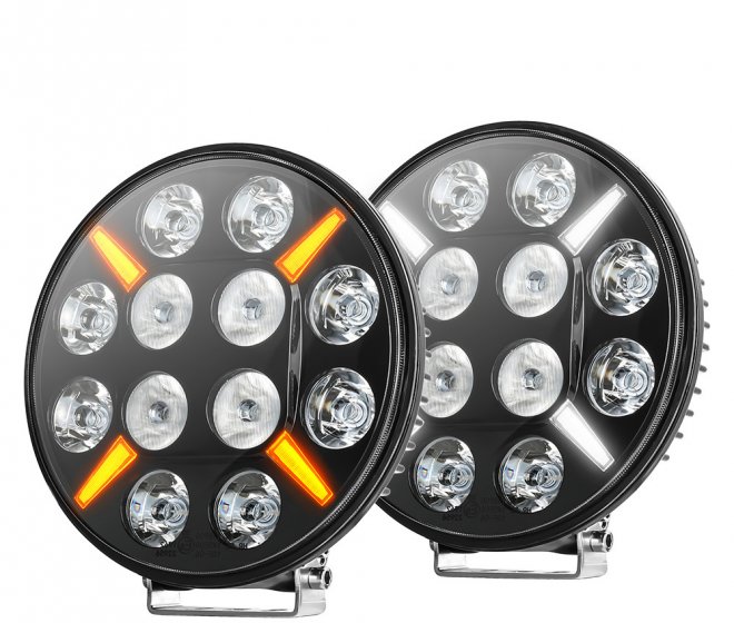 4X4 Led Ramp Car Front Headlamp 9 Inch Led Light With Amber Position Light Strobe Blinking