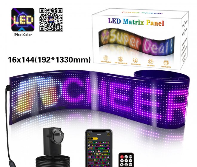 16*144 USB connection 133*19.2cm IP65 Bluetooth