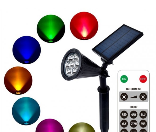 LED RGB Spot Light Waterproof Garden LED Solar Stake Spotlight for Outdoor Pathway Lawn Villa Landscape