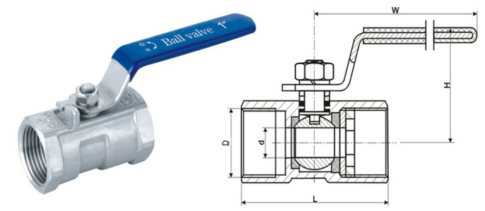 1PC Stainless Steel Threaded Ball Valve