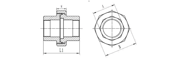 Stainless steel screwed Union Conical FF