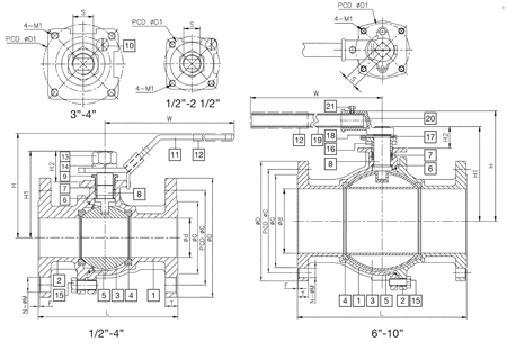 2PC Stainless Steel Flanged Ball Valve