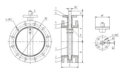 double flange butterfly valve Dimensions