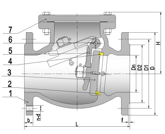 BS5153 PN16 Cast Iron Swing Check Valve Dimensions