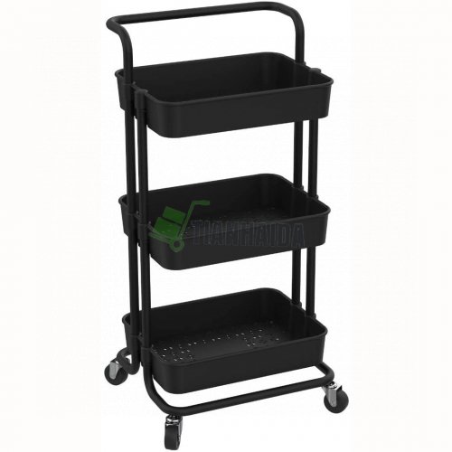 SC1355|3-Tier Rolling Utility Cart Storage Cart Multifunction Storage Trolley Service Cart Tower Rack Serving Trolley