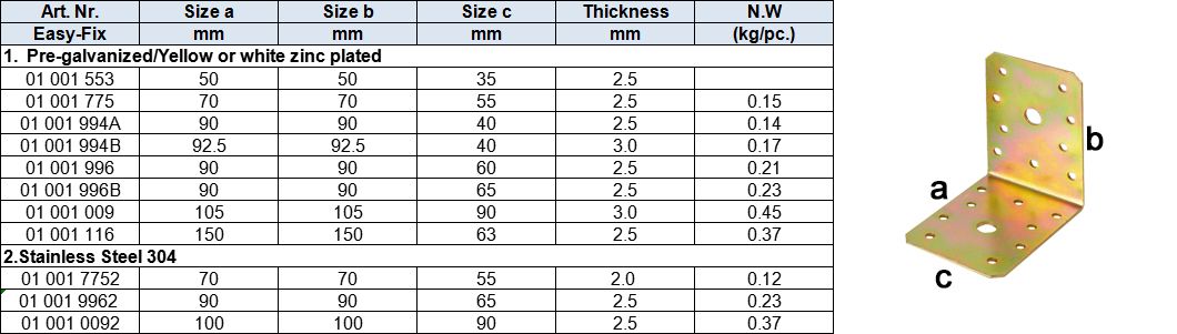 Timber Connector(Holzverbinder), pre-galvanized or electric yellow or white zinc plated