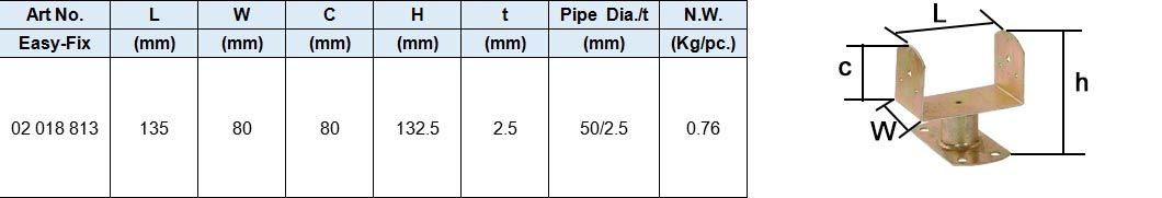 U Post Support Type III, Zinc-plated
