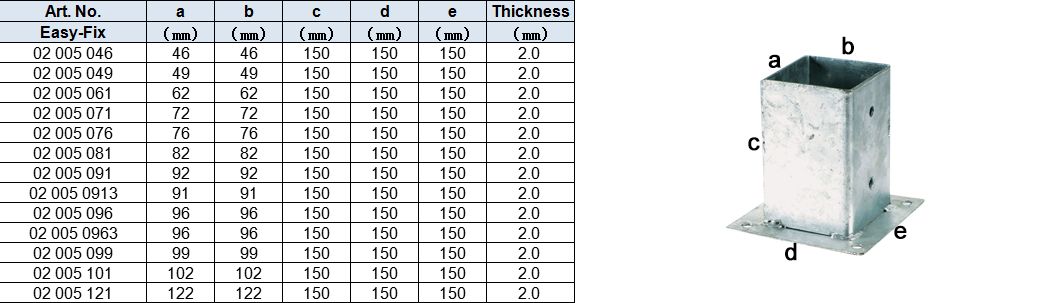 Screw-Fixed Square Post Anchor, HDG