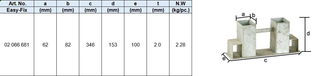 Double Oblong Post Support , Hot Dip Galv.
