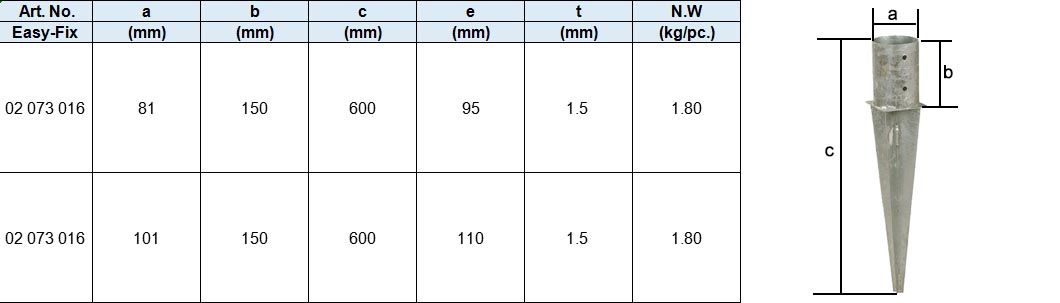 Round Pole Anchorwith Square Plate, Hot Dip Galv.