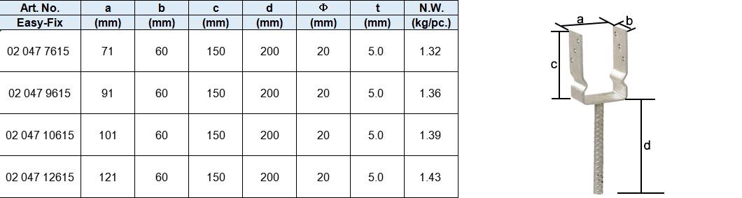 U-Post Support III with Leg, Hot Dip Galv.