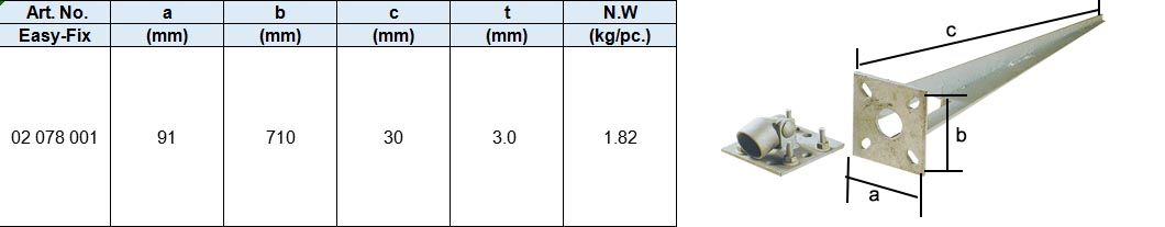 Pole Anchor with Square Plate, Hot Dip Galv.