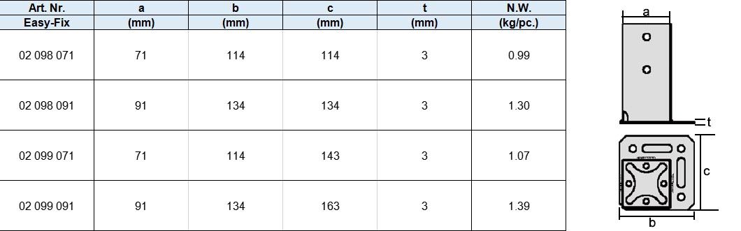 Screw-Fixed Corner Square Post Anchor, Hot Dip Galv.