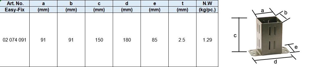 Nmew Type Square Pole Holder, Powder Coated