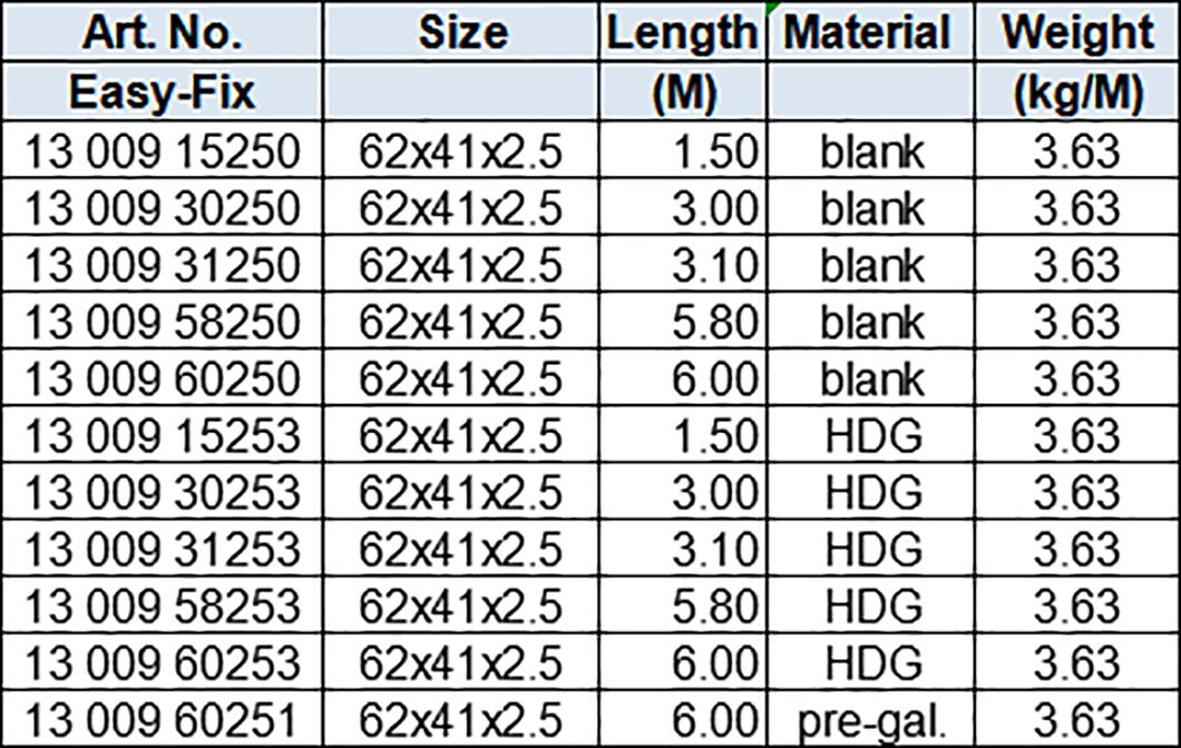 plain struts 62x41mm Without teeth, thickness 2.5mm