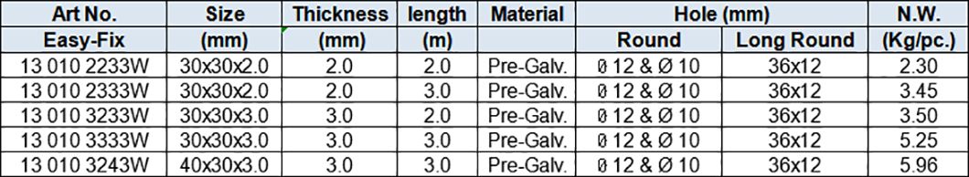 U Rail made of pre -galv. Steel