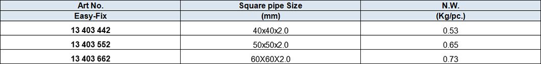 Squre Pipe Support, zinc-plated
