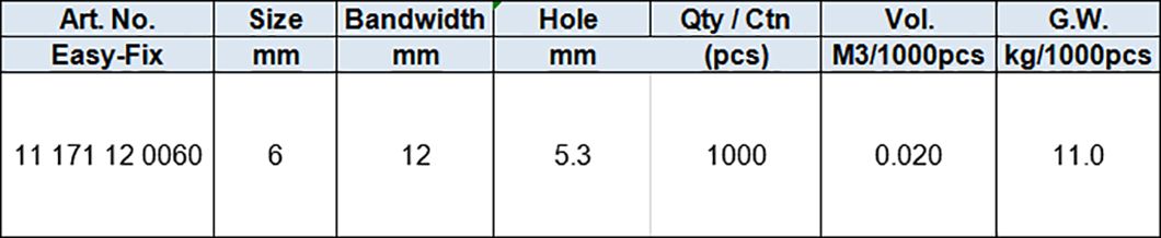Rubber Clamps Stainless Steel 316 without rubber, band width 12mm