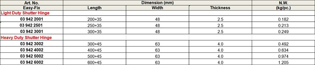 SHUTTER HINGE, YELLOW ZINC-PLATED