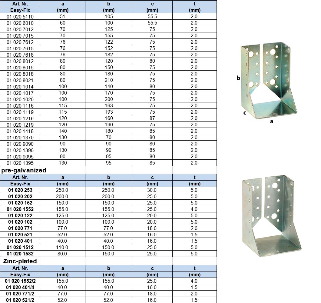 Beam Shoes Timber Connector(Holzverbinder), pre-galvanized or electric yellow or white zinc plated 更新后