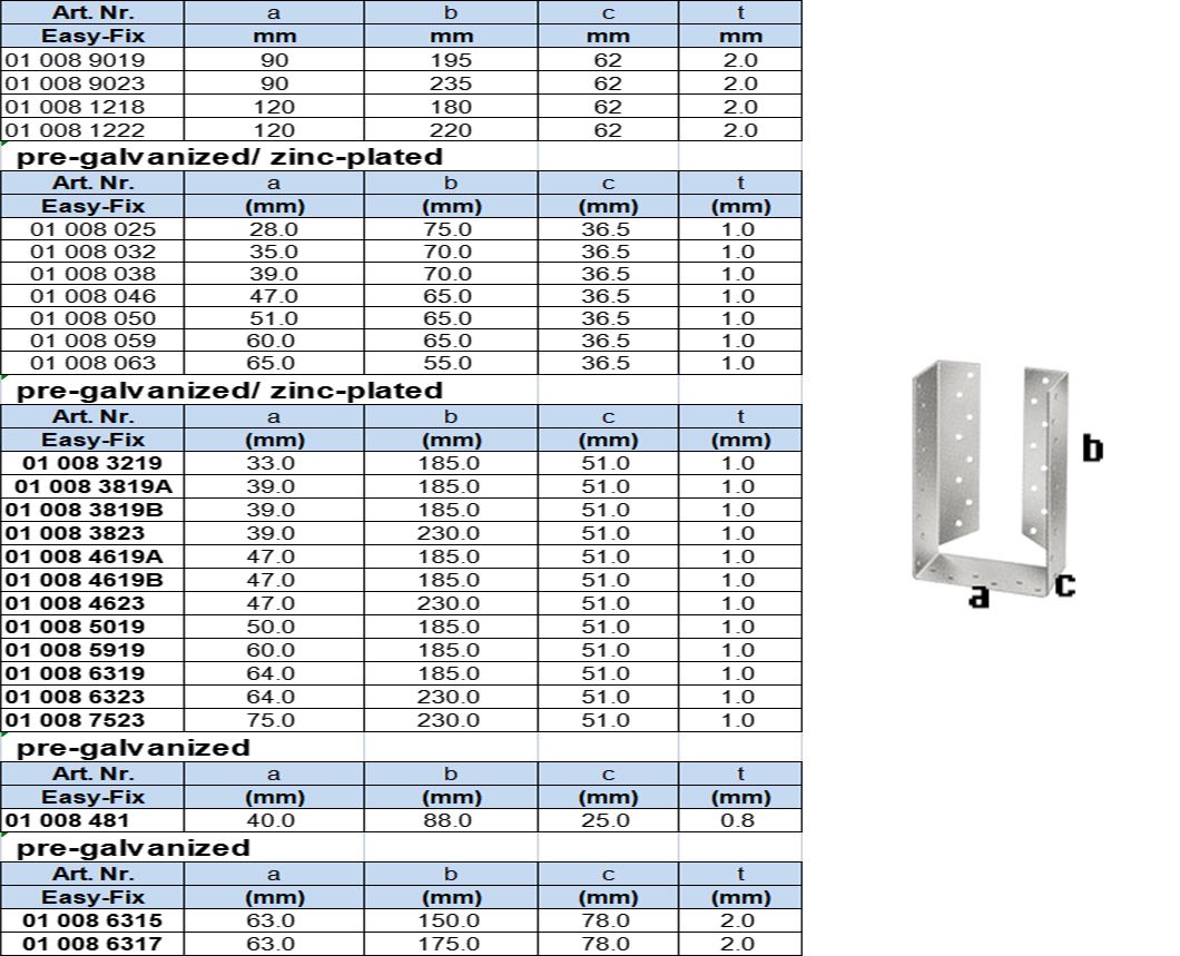 Beam Shoes Timber Connector(Holzverbinder), pre-galvanized or electric yellow or white zinc plated 更新后