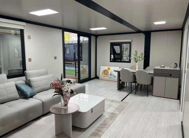 Quick assembly modular container home on site