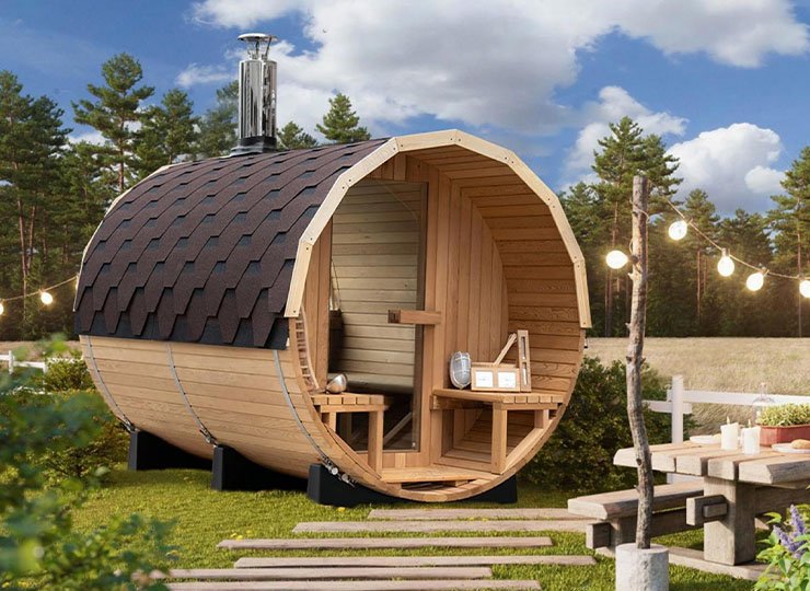 Changing room available Barrel sauna