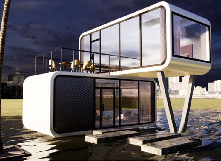 Spatial apple-shaped cabin