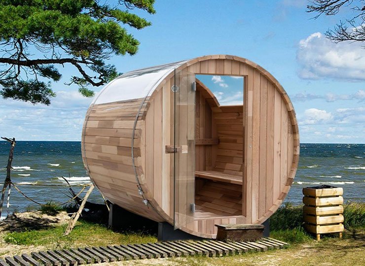 Starry sky barrel sauna room
