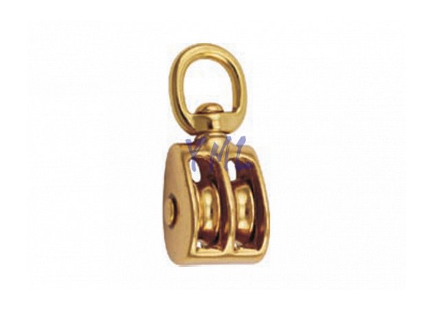 BP02 0178B Brass Swivel Double Sheave Pulley