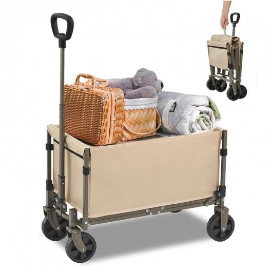 Large Folding Wagon with Adjustable Handle & Pockets