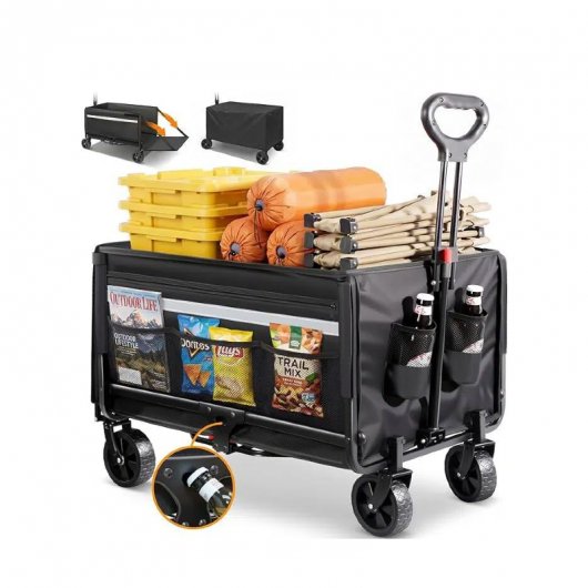 Foldable Beach Trolley Foldable with Tailgate Rain Cover