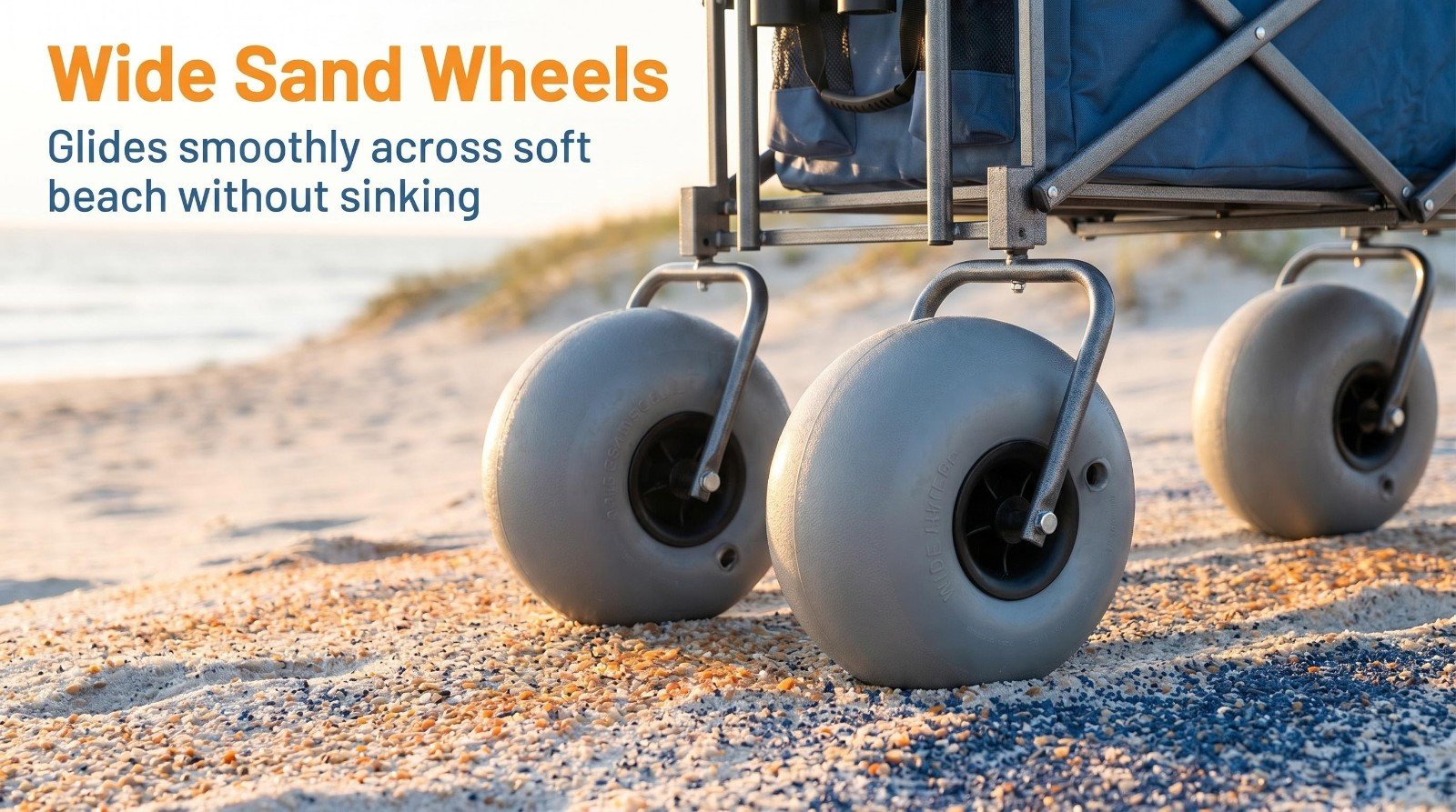 Beach wagon for camping with huge wheel