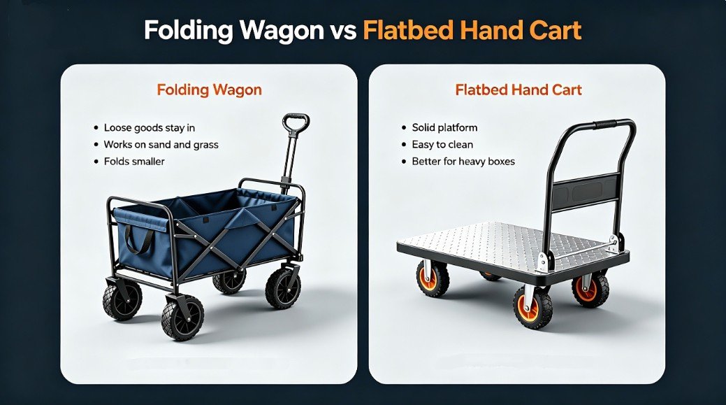 folding wagon vs flatbed hand cart