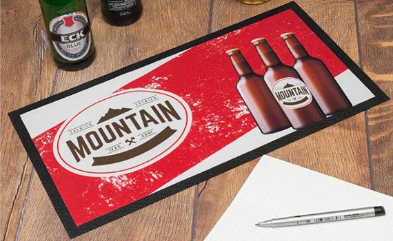 customized personalized printed logo beer bar spill runner carpet mat with rubber backing
