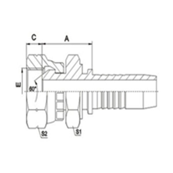 BSP Female 60°Cone Double Hexagon