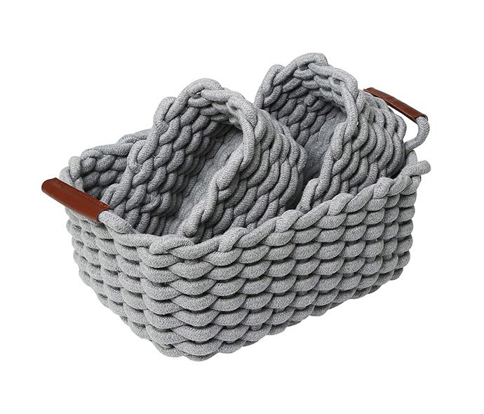 LW23HS080 Hand-woven thick cotton and hemp rope storage box storage basket snacks desktop manual storage basket