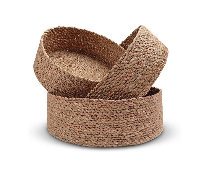 LW23HS019 Woven straw basket Round storage box snack basket