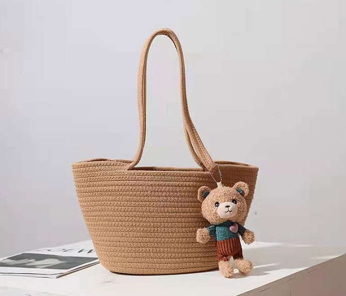 LW23HS037 Straw woven cotton yarn simple leisure handbag