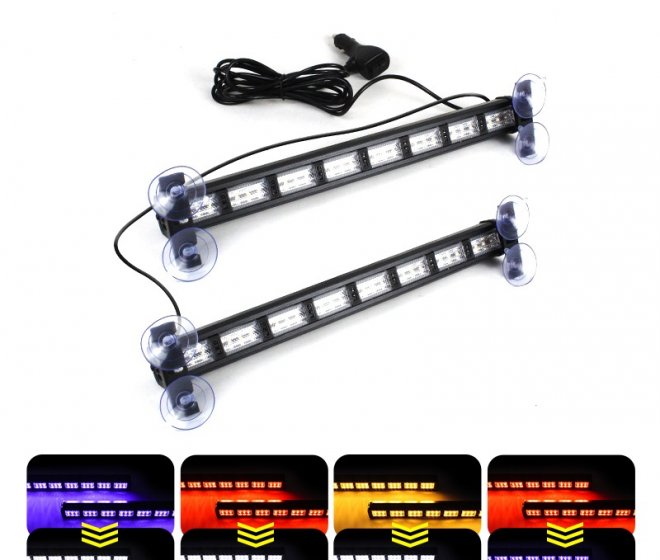LED Emergency Dash Strobe Light Bar Front Rear Windshield Safety Flashing