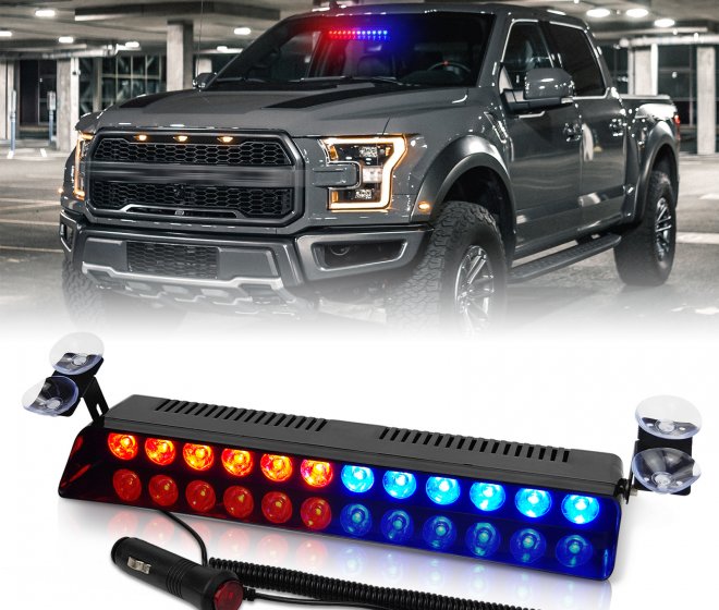 S12 LED suction cup strobe light, car warning light, red and blue emergency flashing light, windshield suction cup warning light