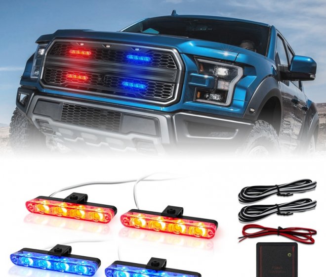 LED Emergency Strobe Lights Remote Control Grille Warning Flashing Construction Light