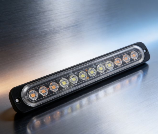 Ultra-Thin 12LED Linear Strobe Warning Light | 12-24V Universal Side Marker Flashing Light for Trucks & Trailers