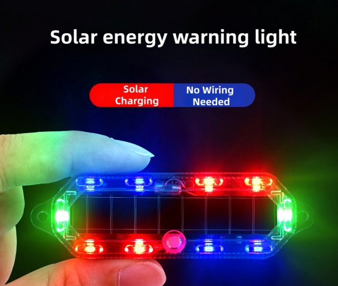 Solar Powered LED Strobe Warning Light | 5V Anti-Collision Flashing Tail Light for Motorcycles, Cars, E-Bikes