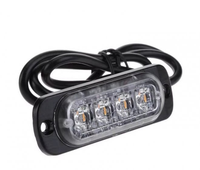 4-LED Ultra-Thin Strobe Warning Light, 12-24V Waterproof Multi-Color Truck Side Light