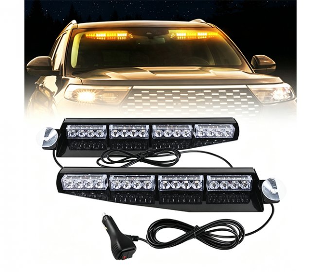 Interior LED lightbar windshield sun visor hazard for warning light
