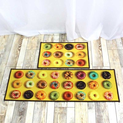 Modern printed wine bottle kitchem mat set