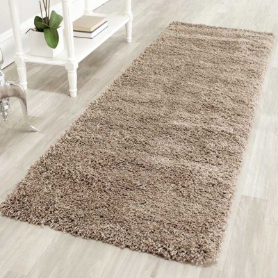 Light brown runner rug shaggy carpet